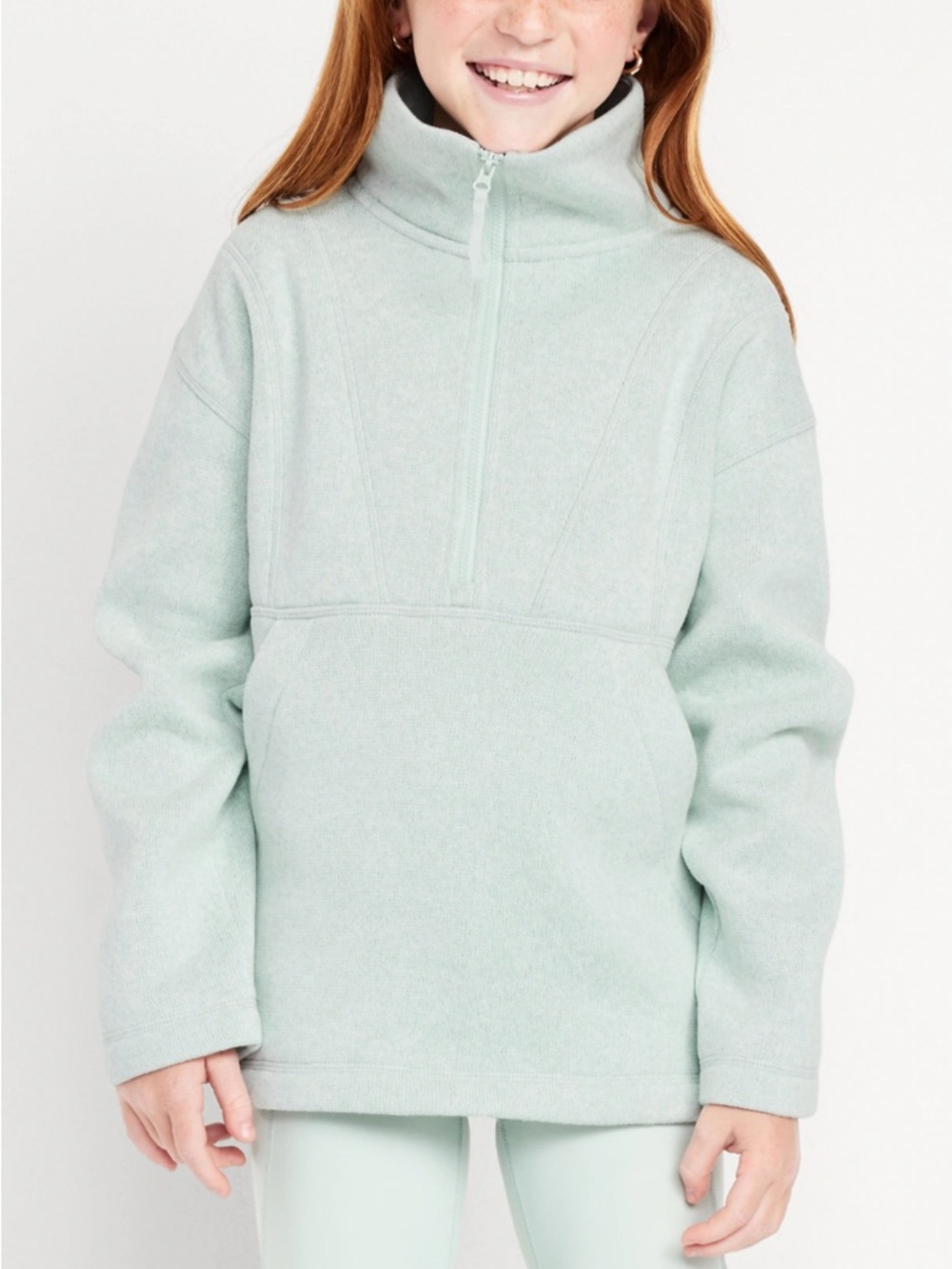 Old Navy Mint Green Half-Zip Fleece Pullover